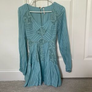 Free People blue boho mini dress XS